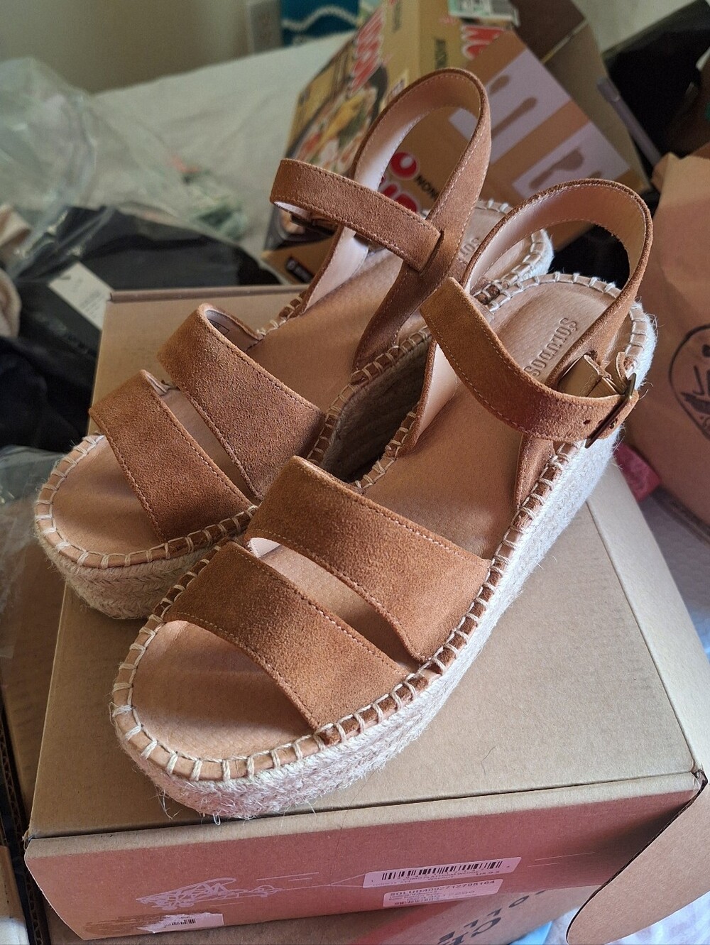 Soludos Women’s Tan Suede Espadrille Wedge Sandals Size 9.5